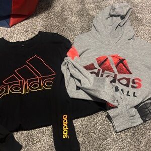 Adidas Kids' Black and Gray Sweatshirts with Red and Orange Accents